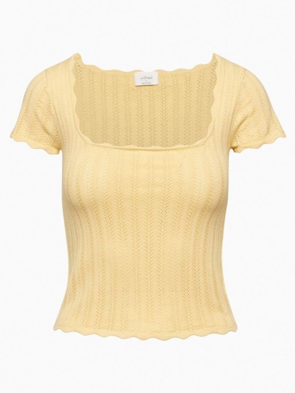 Wilfred Parcel Top short-sleeve pointelle sweater pastel yellow
